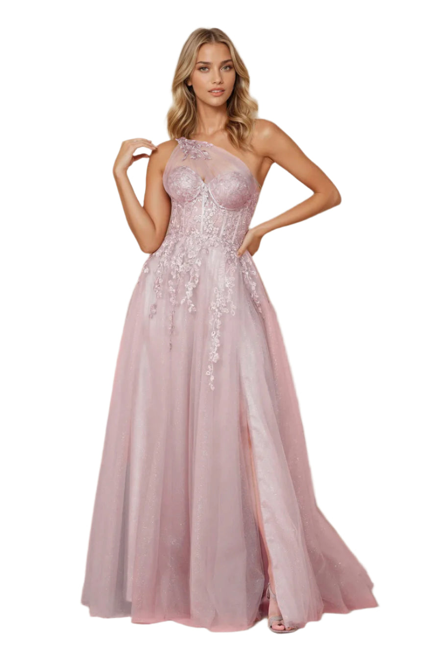 Kos Couture Full-Length Prom Dress One-Shoulder Formal Ball Gown-0